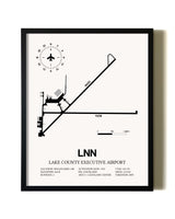 Framed Lake County Executive Airport wall art poster in black frame