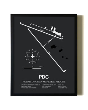 Unframed Prairie Du Chien Municipal Airport map print poster