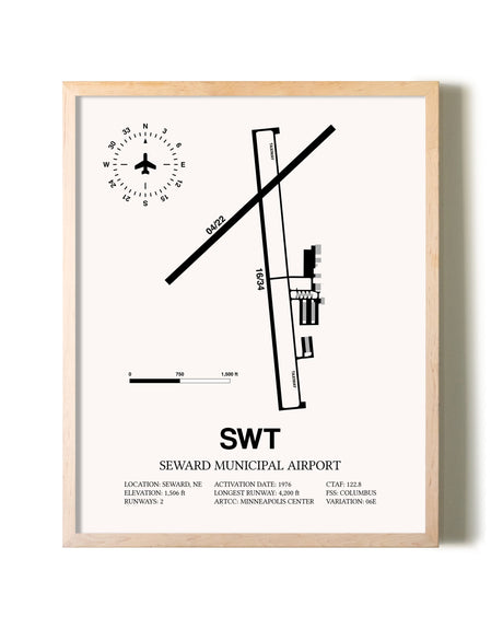 Seward Municipal Airport framed wall art in white frame