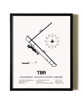 Framed Statesboro-Bulloch County Airport wall art poster in black frame