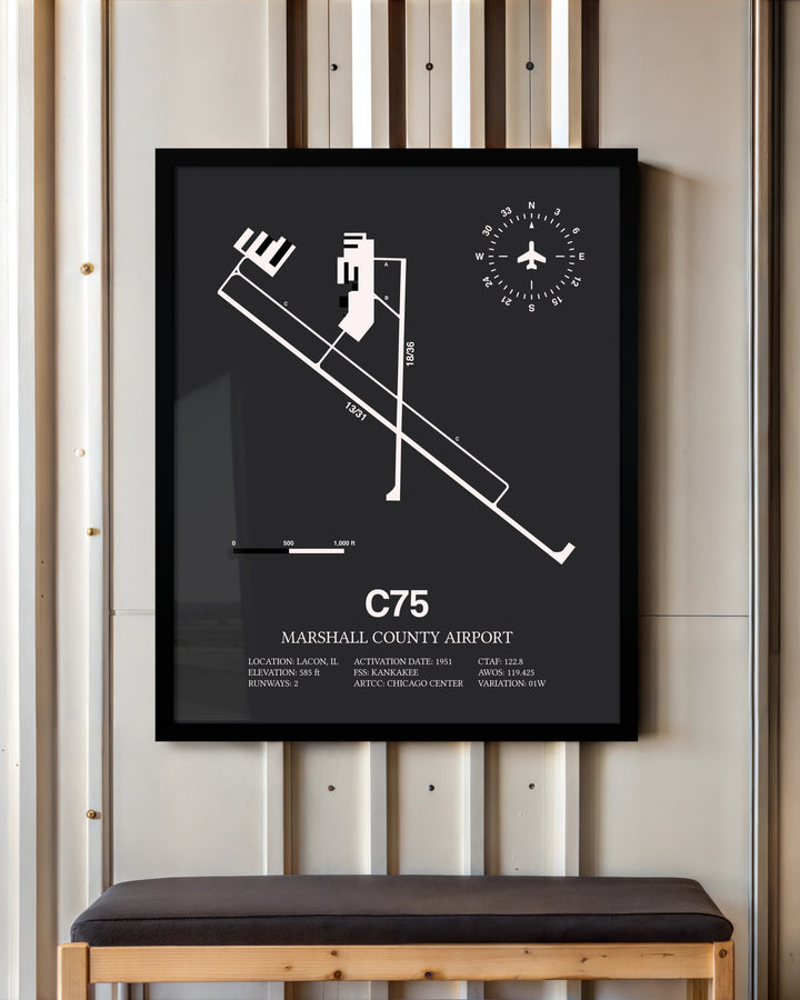 Frame color options for Marshall County Airport Wall Art