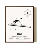 Macon Downtown Airport aviation print in walnut frame