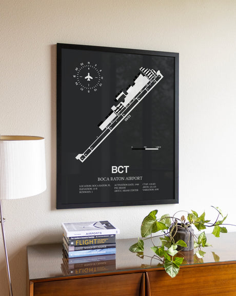 Gray Framed Boca Raton Airport wall art poster in black frame