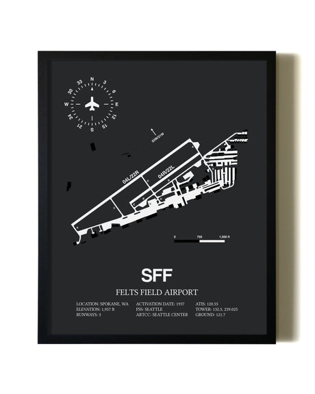 Unframed Felts Field Airport map print poster