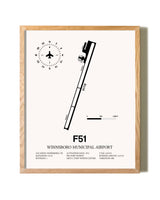 Winnsboro Municipal Airport framed print in natural wood frame