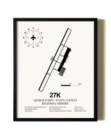 Framed Georgetown - Scott County Regional Airport wall art poster in black frame