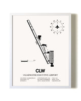 Clearwater Executive Airport airport map poster in oak frame