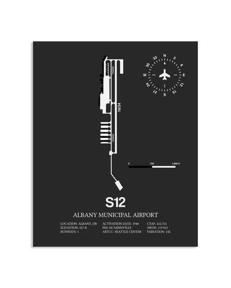 Gray Framed Albany Municipal Airport layout wall art poster