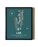 Green Los Angeles International Airport aviation wall décor in black wood frame