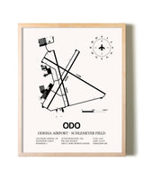 Odessa Airport-Schlemeyer Field framed wall art in white frame