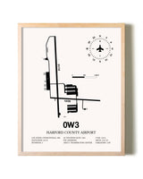 Harford County Airport framed wall art in white frame