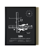 Unframed South Bend International Airport map print poster