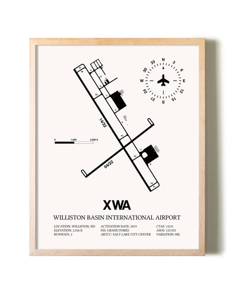 Williston Basin International Airport framed wall art in white frame