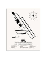Gray Fallon Naval Air Station (Van Voorhis Field) Airport framed poster displayed in an airplane hangar