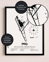 Framed Vaclav Havel Airport Prague layout wall art poster