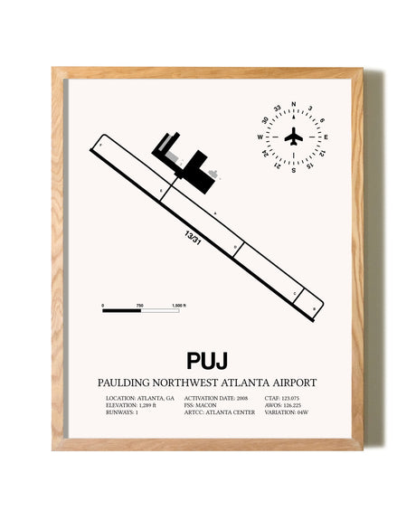 Paulding Northwest Atlanta Airport framed print in natural wood frame