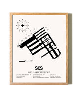 Shell Army Heliport framed print in natural wood frame