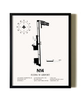 Framed Flying W. Airport wall art poster in black frame