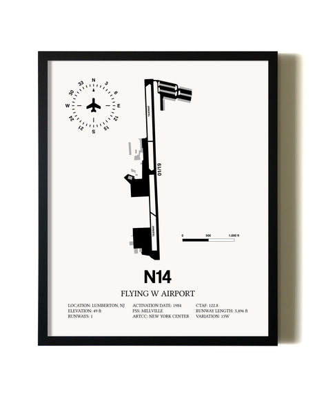 Framed Flying W. Airport wall art poster in black frame
