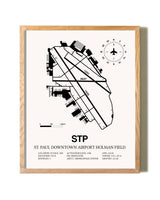 St. Paul Downtown Airport Holman Field framed print in natural wood frame