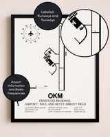 Framed Okmulgee Regional Airport / Paul And Betty Abbott Field layout wall art poster
