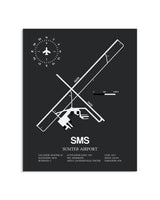 Gray Framed Sumter Airport layout wall art poster