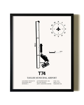 Framed Taylor Municipal Airport wall art poster in black frame