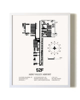 Aero Valley Airport airport map poster in oak frame