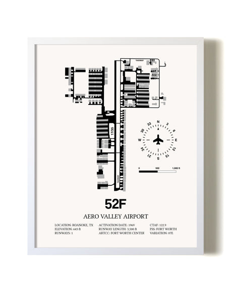 Aero Valley Airport airport map poster in oak frame