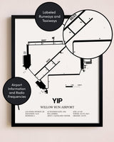 Framed Willow Run Airport layout wall art poster