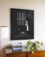 Gray Framed Hatch Army Heliport wall art poster in black frame