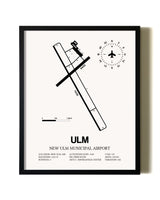 Framed New Ulm Municipal Airport wall art poster in black frame