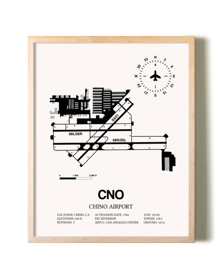 Chino Airport framed wall art in white frame