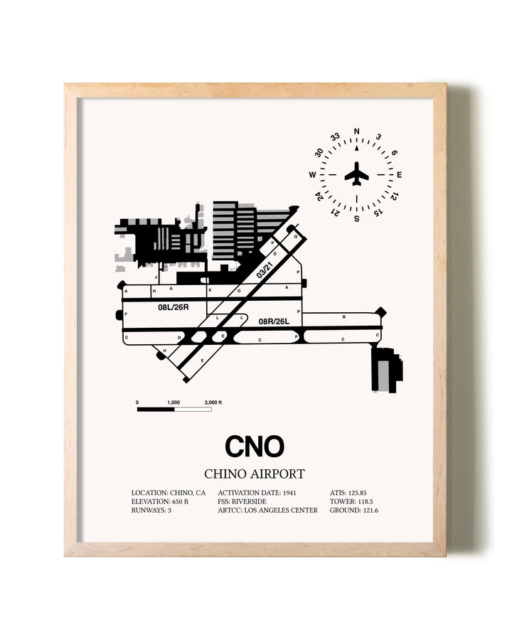 Chino Airport framed wall art in white frame