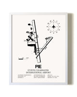 St. Pete-Clearwater International Airport airport map poster in oak frame