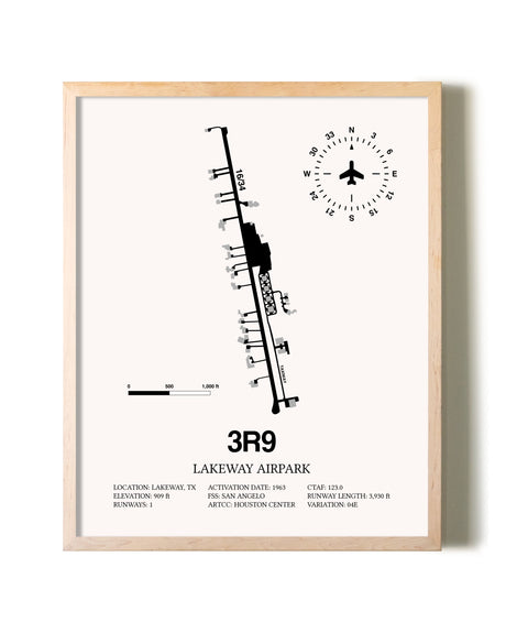 Lakeway Airpark framed wall art in white frame
