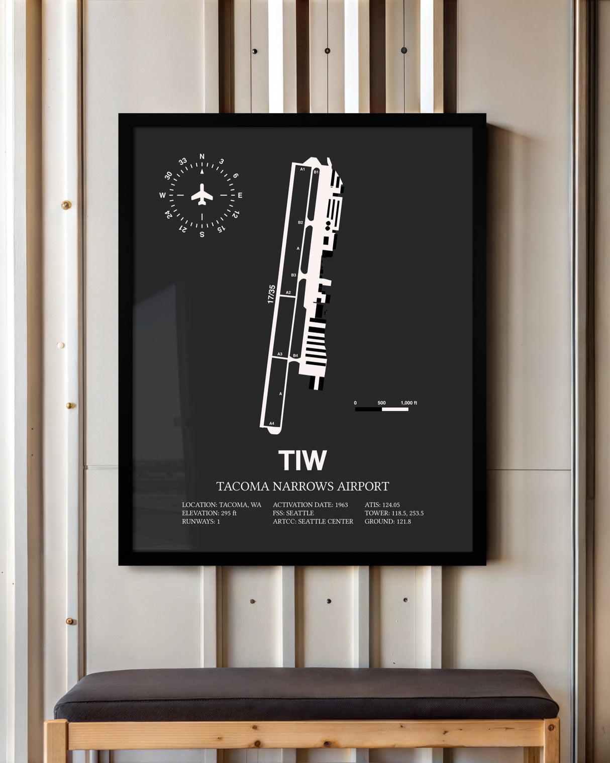 Frame color options for Tacoma Narrows Airport Wall Art