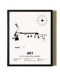 Framed Butte Municipal Airport wall art poster in black frame