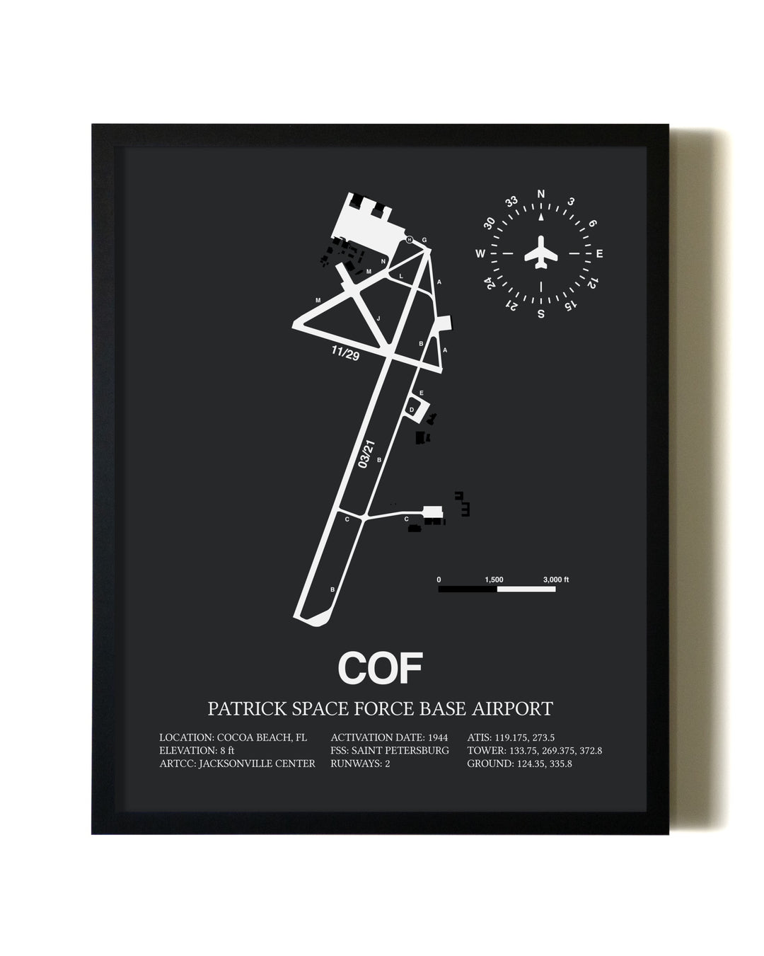 Unframed Patrick Space Force Base Airport map print poster