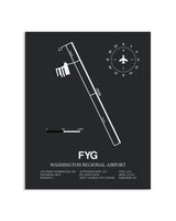 Gray Framed Washington Regional Airport layout wall art poster