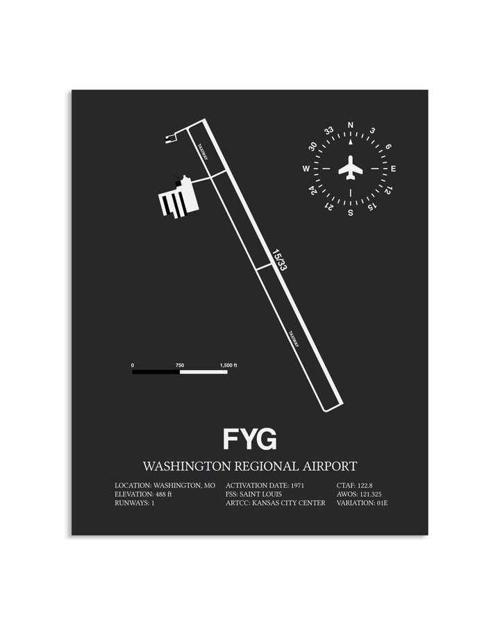Gray Framed Washington Regional Airport layout wall art poster
