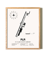 St. Clair County Airport framed print in natural wood frame