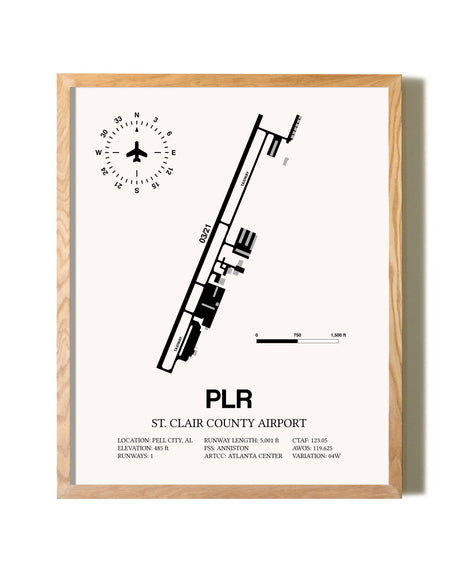 St. Clair County Airport framed print in natural wood frame
