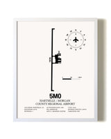 Hartselle / Morgan County Regional Airport airport map poster in oak frame