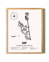 Bourland Field Airport framed print in natural wood frame