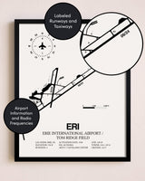Framed Erie International Airport / Tom Ridge Field layout wall art poster