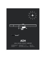 Gray Framed Lima Allen County Airport layout wall art poster