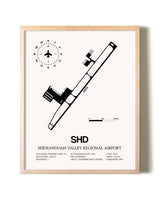 Shenandoah Valley Regional Airport framed wall art in white frame