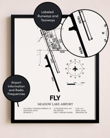 Framed Meadow Lake Airport layout wall art poster