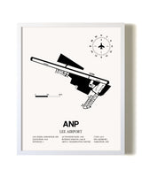 Lee Airport airport map poster in oak frame
